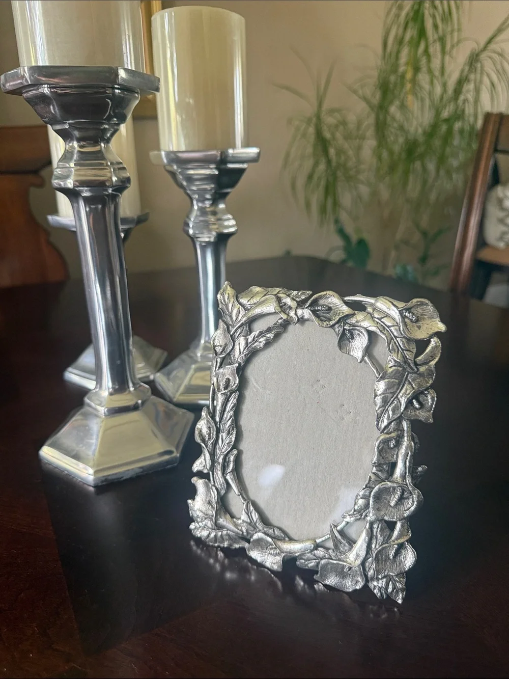 Vintage 1995 Arthur Court Pewter Calla Lily Picture Frame 3.5x5 Floral